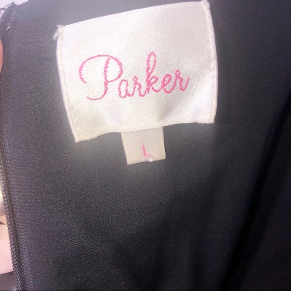 Parker Black Sequin Mini Ruched Dress Large - Picture 6 of 8
